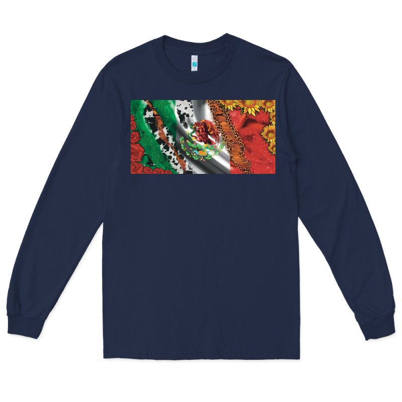 Mexico Flag Cowhide Leopard Sunflower And Roses Licanse  Plate Long Sleeve Tee by Artiststas | Teevron