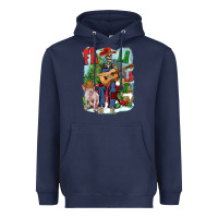 Navy Fa la la la skeleton farm Heavyweight Hoodie - NancyCooperArtShop