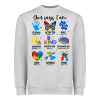 Heather Grey god says i am autism Heavyweight Sweatshirt - JahusDesignShop