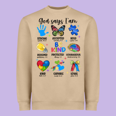 God Says I Am Autism Heavyweight Sweatshirt Designed By Jahusdesignshop