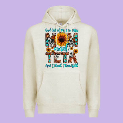 God Gifted Me Two Titles Mom And Teta And I Rock T Premium Hoodie Designed By Jahusdesignshop