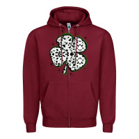 Burgundy four leaf clover dalmatian print grunge Zipper Hoodie - MaliasSmallBusiness