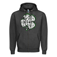 Charcoal Heather four leaf clover dalmatian print grunge Zipper Hoodie - MaliasSmallBusiness