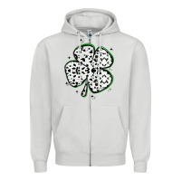 Dove Grey four leaf clover dalmatian print grunge Zipper Hoodie - MaliasSmallBusiness