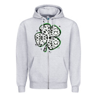 Four Leaf Clover Dalmatian Print Grunge Zipper Hoodie | Teevron