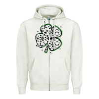 Oatmeal Heather four leaf clover dalmatian print grunge Zipper Hoodie - MaliasSmallBusiness