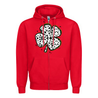 Red four leaf clover dalmatian print grunge Zipper Hoodie - MaliasSmallBusiness