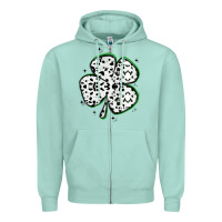 Seafoam four leaf clover dalmatian print grunge Zipper Hoodie - MaliasSmallBusiness