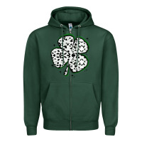 Sports Green four leaf clover dalmatian print grunge Zipper Hoodie - MaliasSmallBusiness