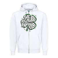 White four leaf clover dalmatian print grunge Zipper Hoodie - MaliasSmallBusiness