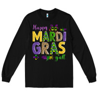 Black happy mardi gras y'all Long Sleeve Tee - AdoDesignShop