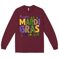 Burgundy happy mardi gras y'all Long Sleeve Tee - AdoDesignShop