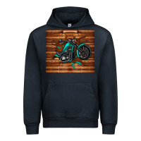 Navy woodgrain motorcycle Urban Hoodie - TumblerDesignByShophia