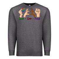 Charcoal Heather Peace Love Pride Premium Sweatshirt - BundleAndBundleShop