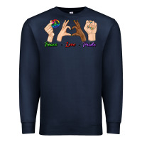 Navy Peace Love Pride Premium Sweatshirt - BundleAndBundleShop