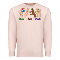 Pale Pink Peace Love Pride Premium Sweatshirt - BundleAndBundleShop