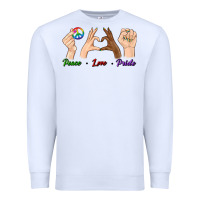 White Peace Love Pride Premium Sweatshirt - BundleAndBundleShop