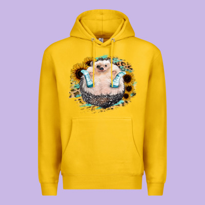 Hedgehog With Sunflower Premium Hoodie Designed By Bettercallsaul