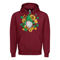 Burgundy st patrick's day shamrock sunflowers gnome Zipper Hoodie - MaliasSmallBusiness