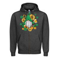Charcoal Heather st patrick's day shamrock sunflowers gnome Zipper Hoodie - MaliasSmallBusiness
