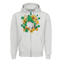 Dove Grey st patrick's day shamrock sunflowers gnome Zipper Hoodie - MaliasSmallBusiness