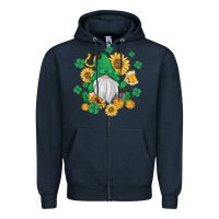 Navy st patrick's day shamrock sunflowers gnome Zipper Hoodie - MaliasSmallBusiness