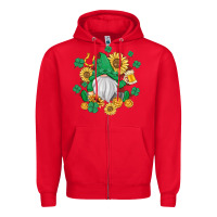 Red st patrick's day shamrock sunflowers gnome Zipper Hoodie - MaliasSmallBusiness