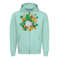 Seafoam st patrick's day shamrock sunflowers gnome Zipper Hoodie - MaliasSmallBusiness