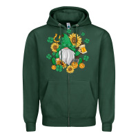 Sports Green st patrick's day shamrock sunflowers gnome Zipper Hoodie - MaliasSmallBusiness