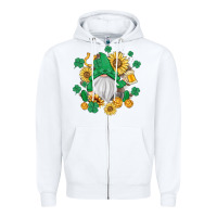 White st patrick's day shamrock sunflowers gnome Zipper Hoodie - MaliasSmallBusiness