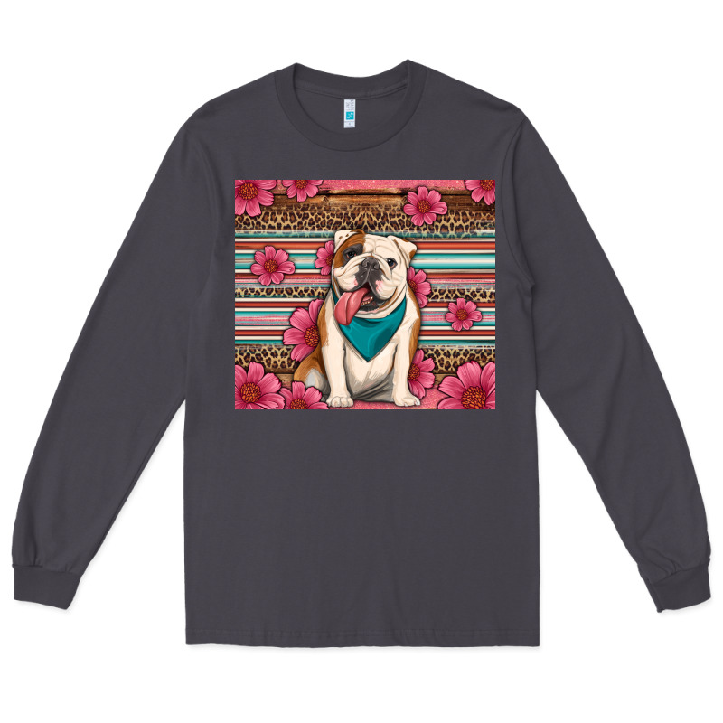 British Bulldog Floral Serape Tumbler Long Sleeve Tee by Artiststas | Teevron