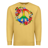 Antique Gold Peace Pride LGBTQ+ And Flowers Premium Sweatshirt - BundleAndBundleShop