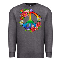 Charcoal Heather Peace Pride LGBTQ+ And Flowers Premium Sweatshirt - BundleAndBundleShop