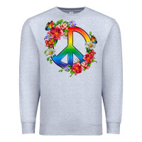 Heather Grey Peace Pride LGBTQ+ And Flowers Premium Sweatshirt - BundleAndBundleShop