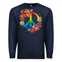 Navy Peace Pride LGBTQ+ And Flowers Premium Sweatshirt - BundleAndBundleShop