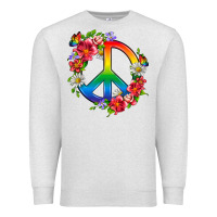 Oatmeal Heather Peace Pride LGBTQ+ And Flowers Premium Sweatshirt - BundleAndBundleShop