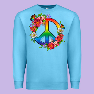 Peace Pride Lgbtq+ And Flowers Premium Sweatshirt Designed By Bundleandbundleshop