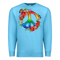 Ocean Blue Peace Pride LGBTQ+ And Flowers Premium Sweatshirt - BundleAndBundleShop
