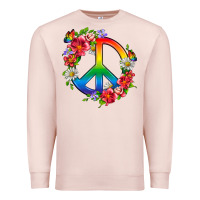 Pale Pink Peace Pride LGBTQ+ And Flowers Premium Sweatshirt - BundleAndBundleShop