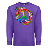 Purple Peace Pride LGBTQ+ And Flowers Premium Sweatshirt - BundleAndBundleShop