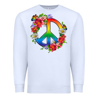 White Peace Pride LGBTQ+ And Flowers Premium Sweatshirt - BundleAndBundleShop