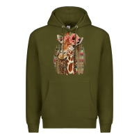Army Green Giraffe with Floral Premium Hoodie - Bettercallsaul