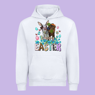 Happy Easter Heifers Easter Day Urban Hoodie Designed By Howdyjamesfarm