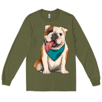 Army Green english bulldog Long Sleeve Tee - Artiststas