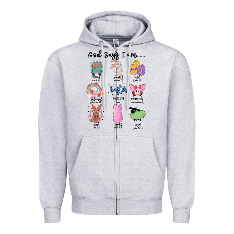 Gos Says ı Am Easter Zipper Hoodie by MaliasSmallBusiness | Teevron