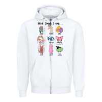 White gos says ı am easter Zipper Hoodie - MaliasSmallBusiness