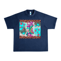 Navy auntie leopard turquoise Urban Heavy Tee - JahusDesignShop