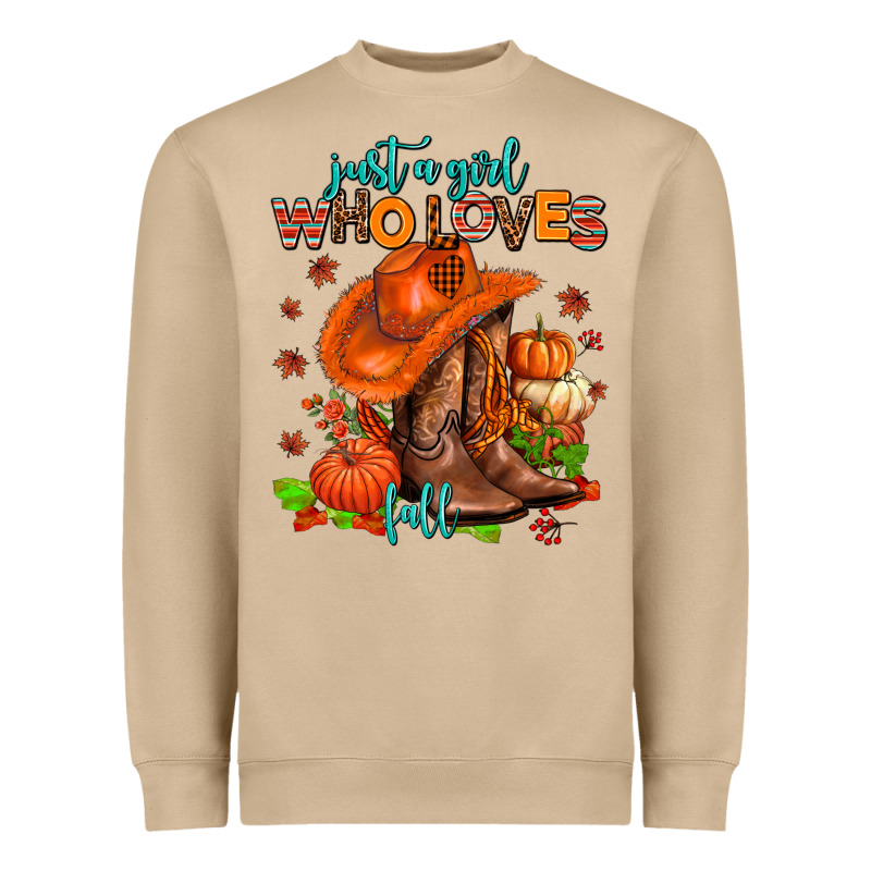 Jusr A Girl Who Loves Fall  Cowgirl Heavyweight Sweatshirt by AdoDesignShop | Teevron