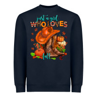 Navy jusr a girl who loves fall  cowgirl Heavyweight Sweatshirt - AdoDesignShop