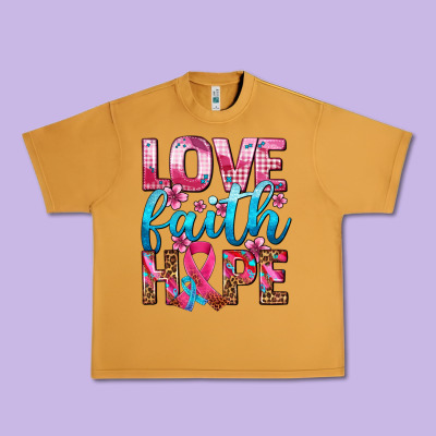 Love Faith Hope With Cancer Ribbon  Ado Urban Heavy Tee Designed By Adodesignshop